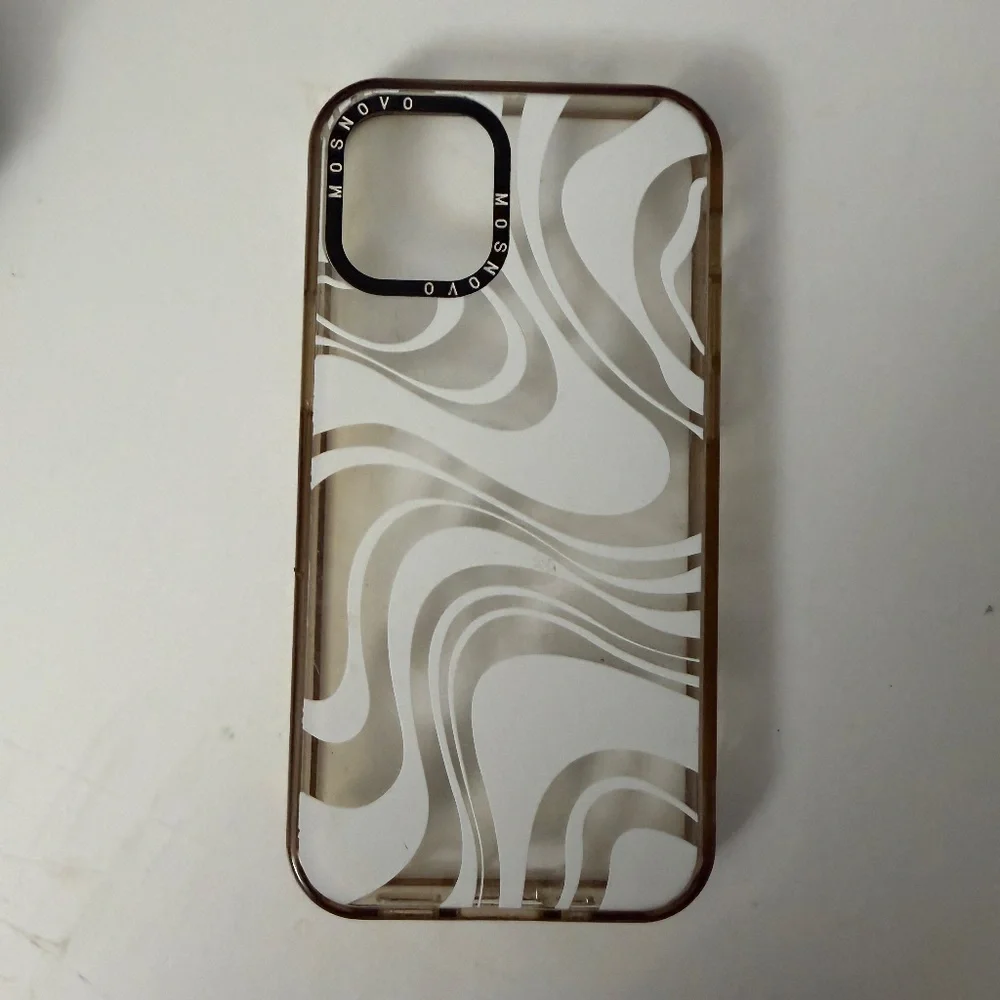 ✨4 /$15✨ MOSNOVO iPhone 12 Mini Case - TPU+PC Clear Slim Thin Cover white swirl
